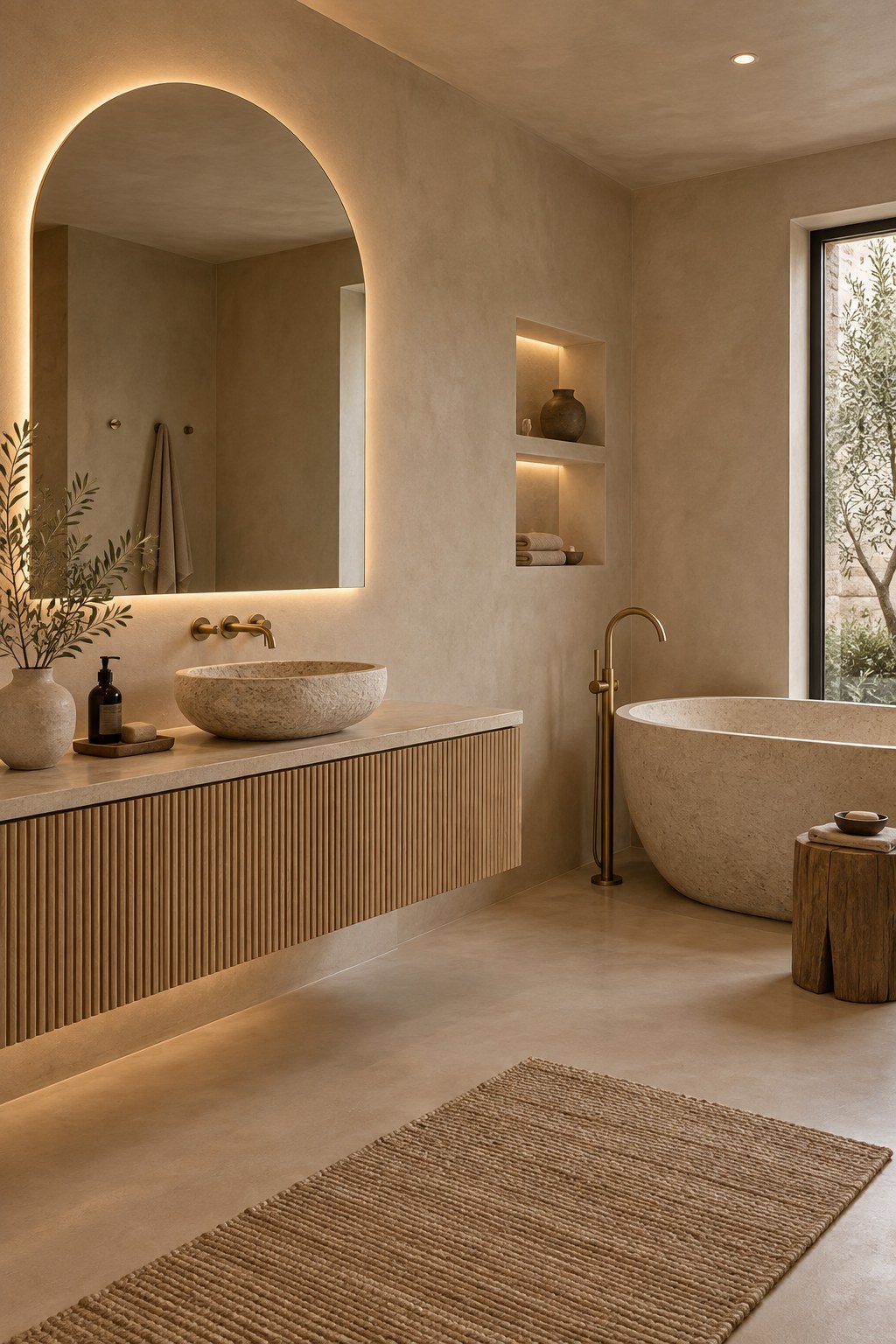 Wabi-Sabi Microcement Spa Bath